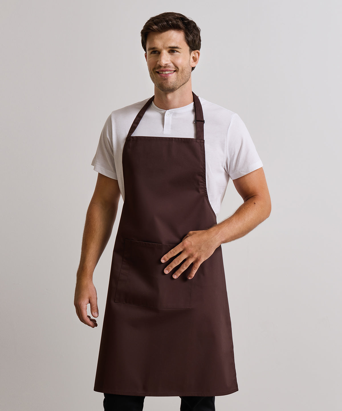 Premier Colours bib apron with pocket, lifestyle photo