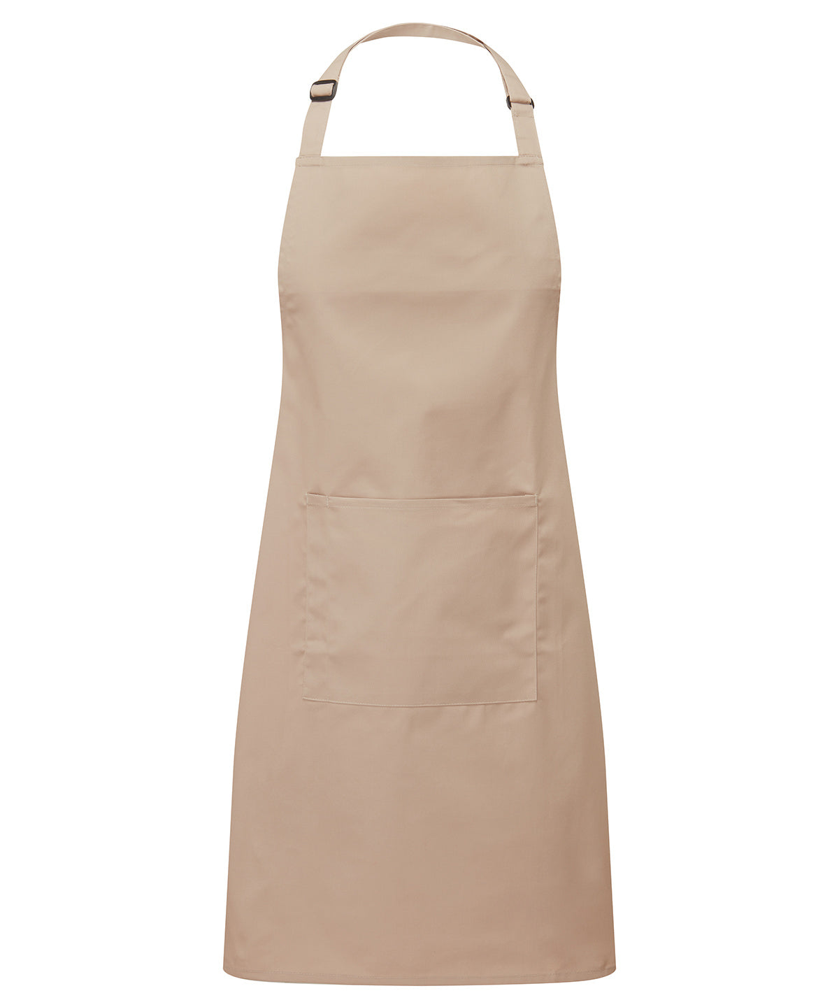 Premier Colours bib apron with pocket in Latte, front view