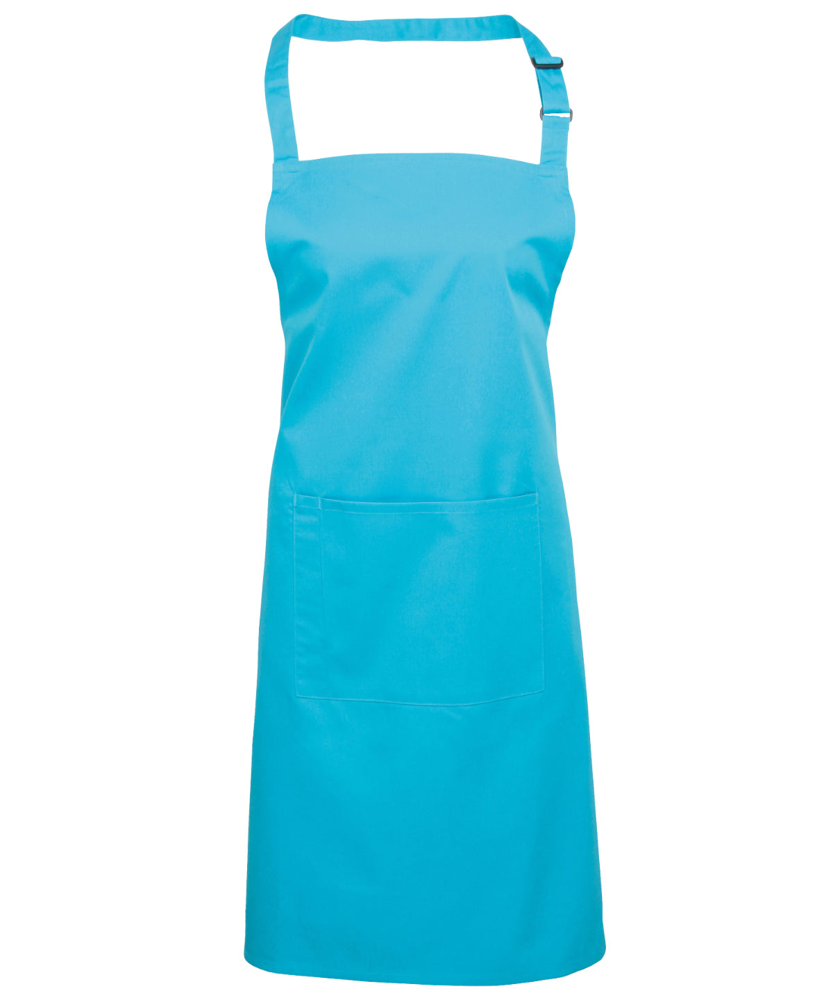 Premier Colours bib apron with pocket in Turquoise, front view