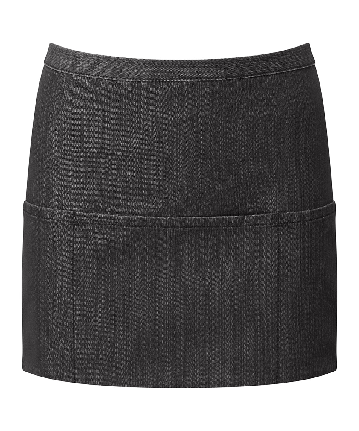 Premier Colours 3-pocket apron in Black Denim, front view