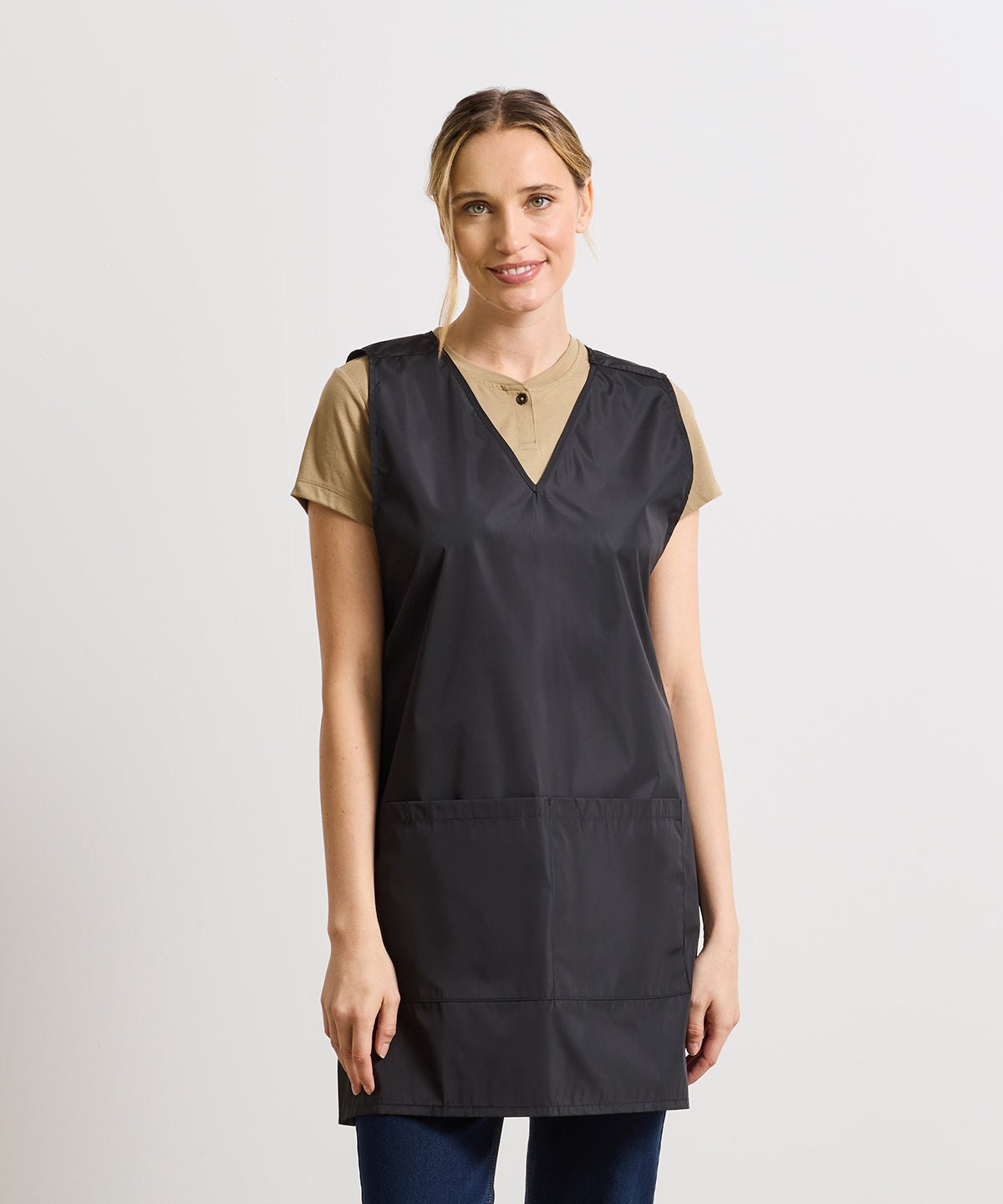 Premier Waterproof wrap around tunic in Black, lifestyle photo