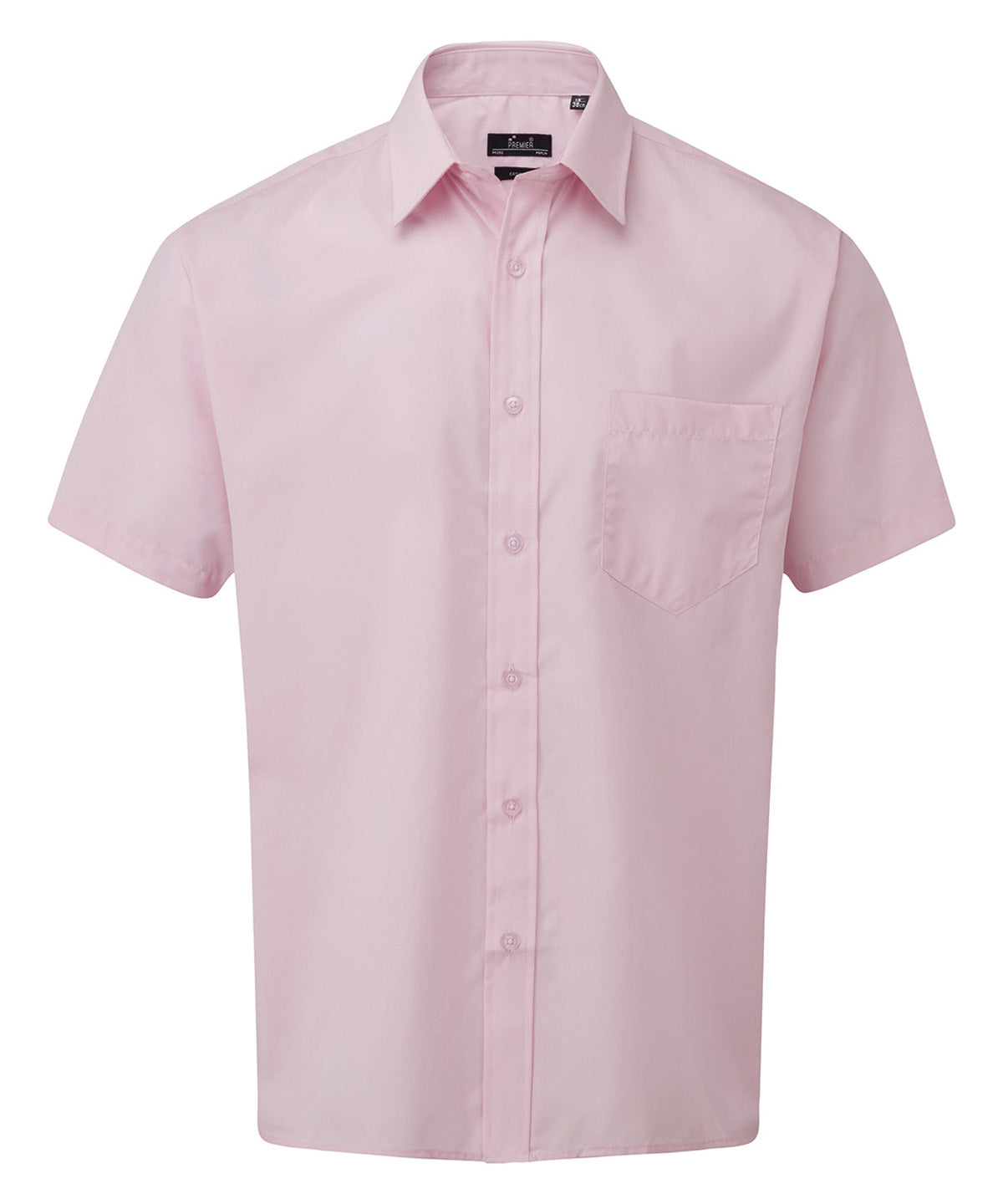 Premier Short sleeve poplin shirt in Pink, front view