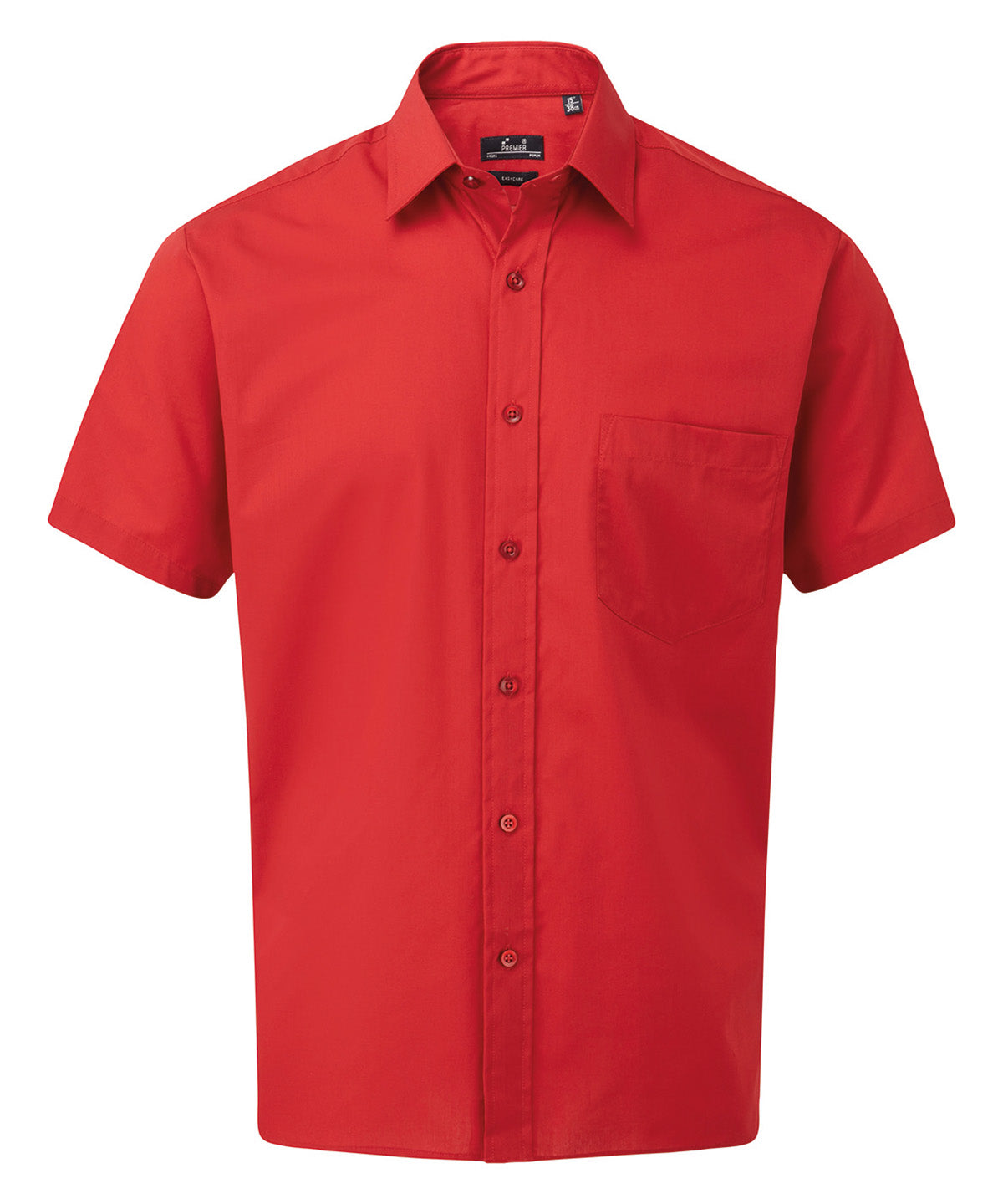 Premier Short sleeve poplin shirt in Red, front view