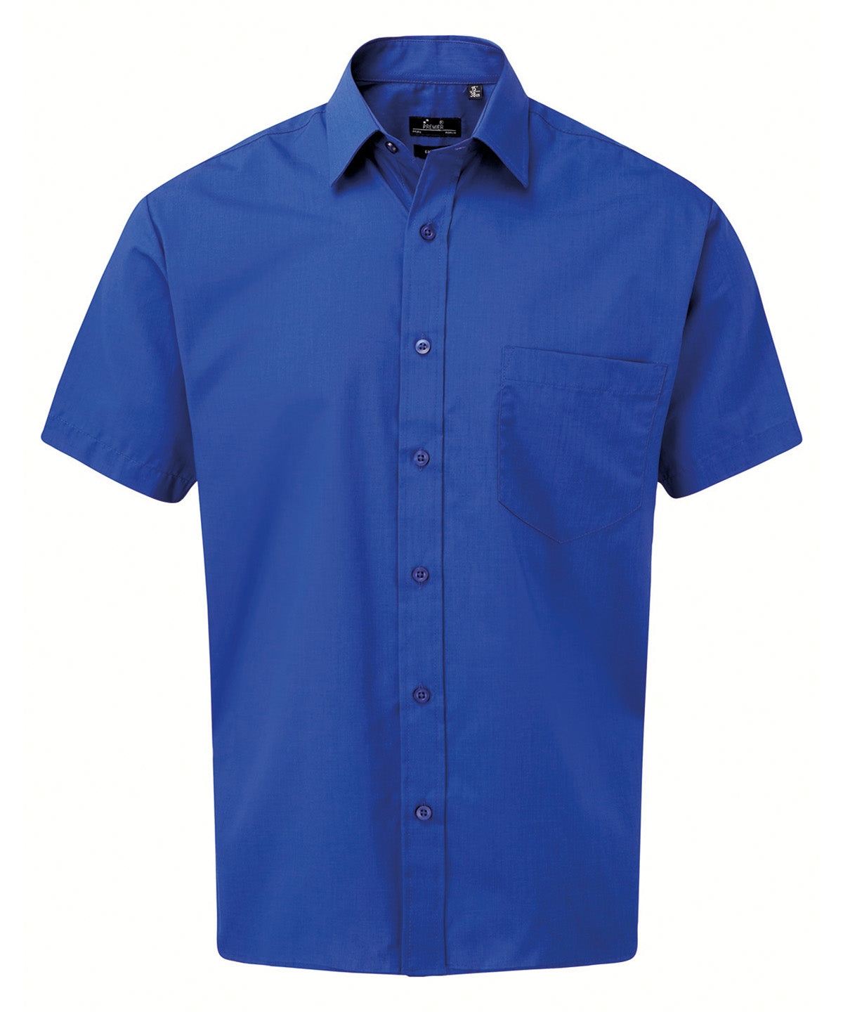 Premier Short sleeve poplin shirt in Royal, front view
