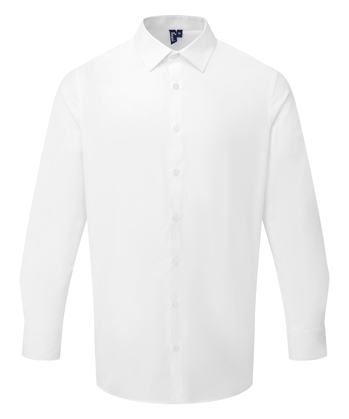Premier Long sleeve ‘Recyclight’ poplin shirt in White, front view