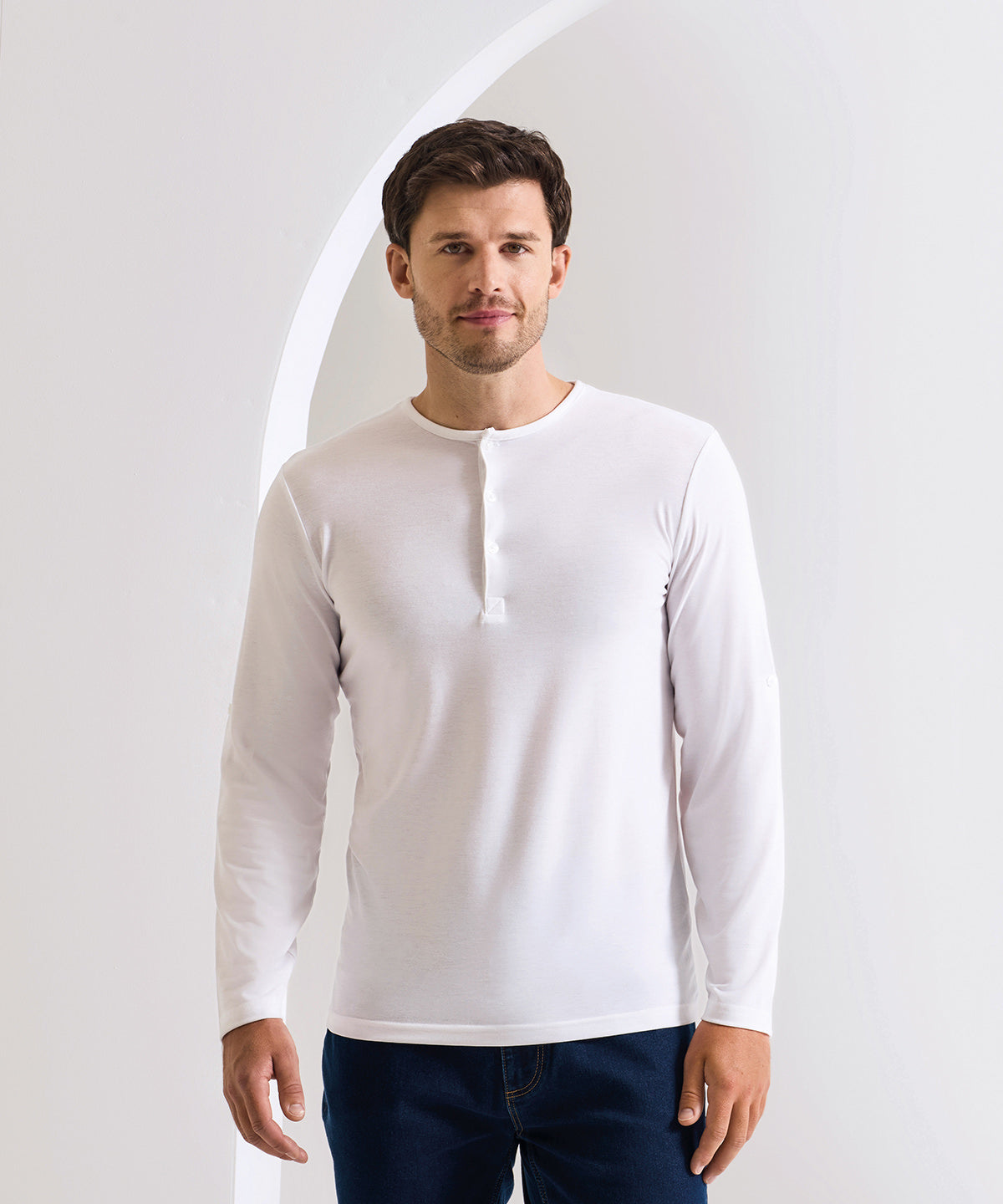 Premier Long John roll-sleeve tee, lifestyle photo