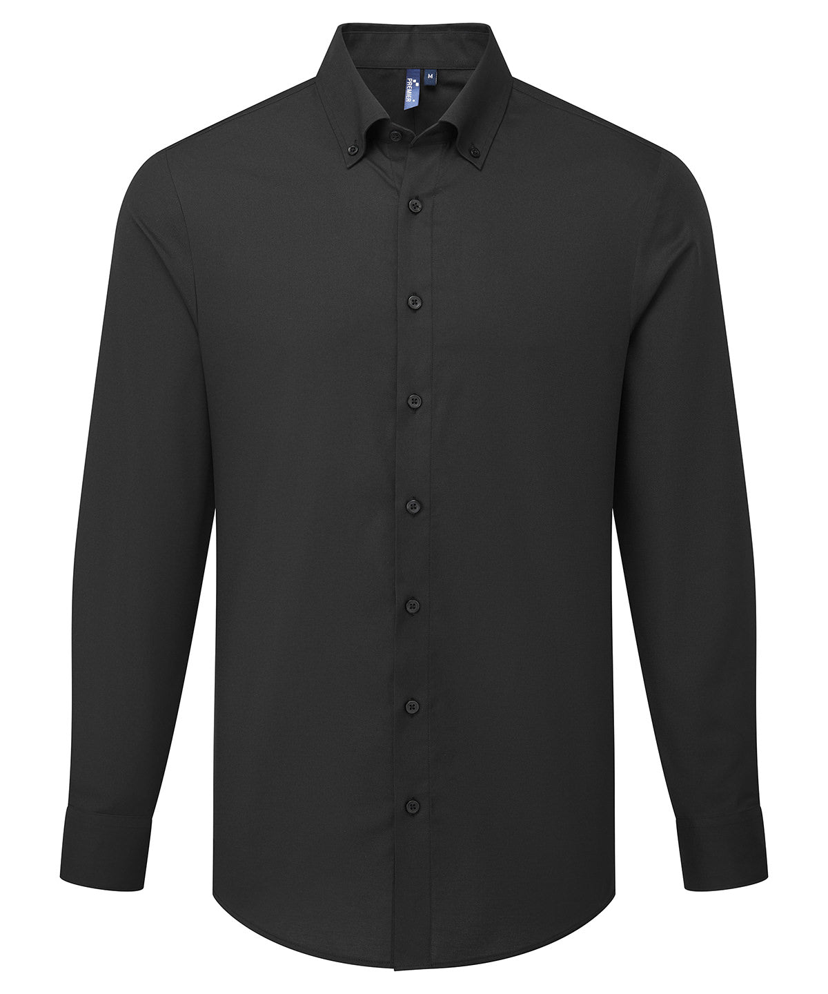 Premier ‘Supreme’ Oxford long sleeve shirt in Black, front view