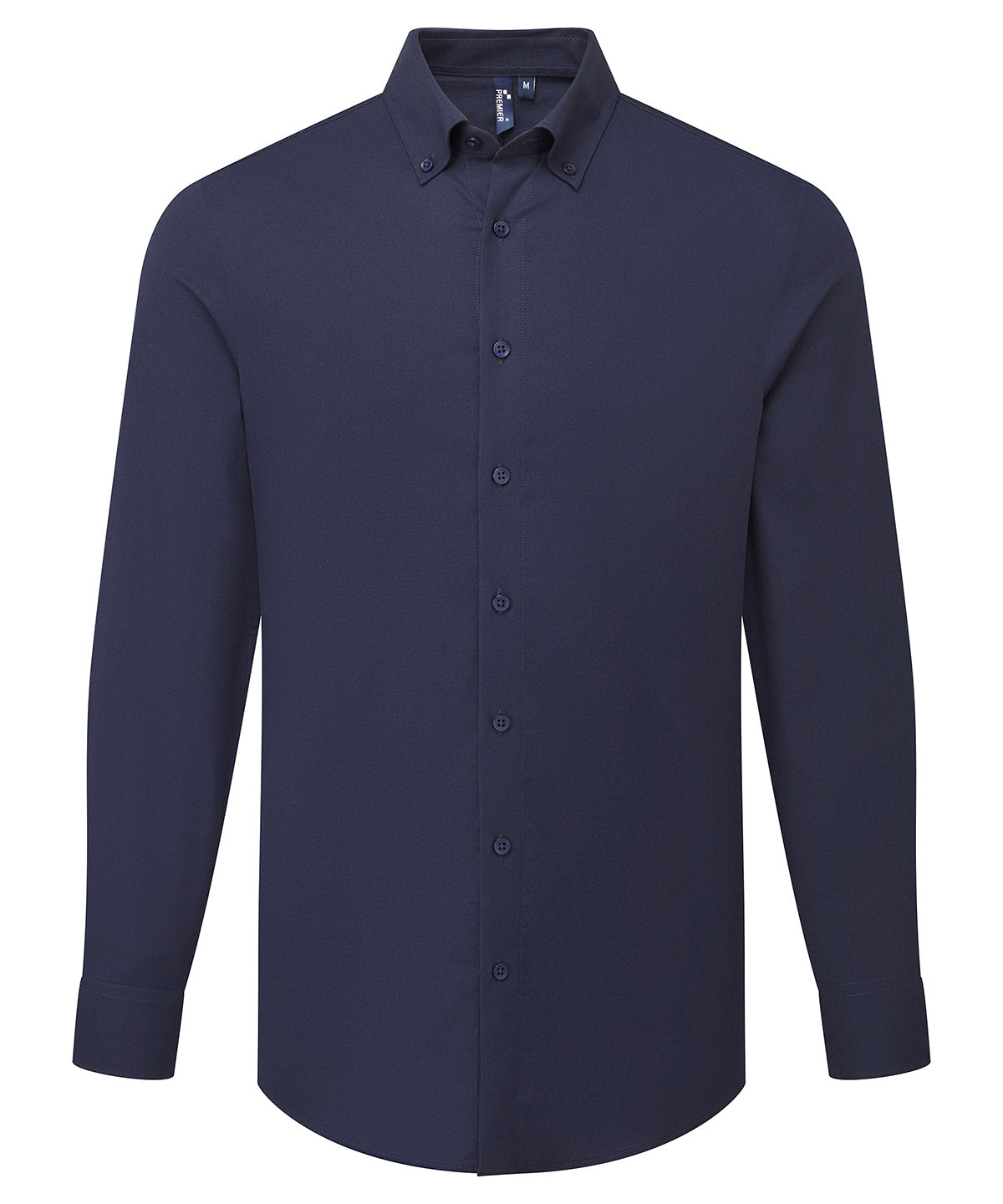 Premier ‘Supreme’ Oxford long sleeve shirt in Navy, front view