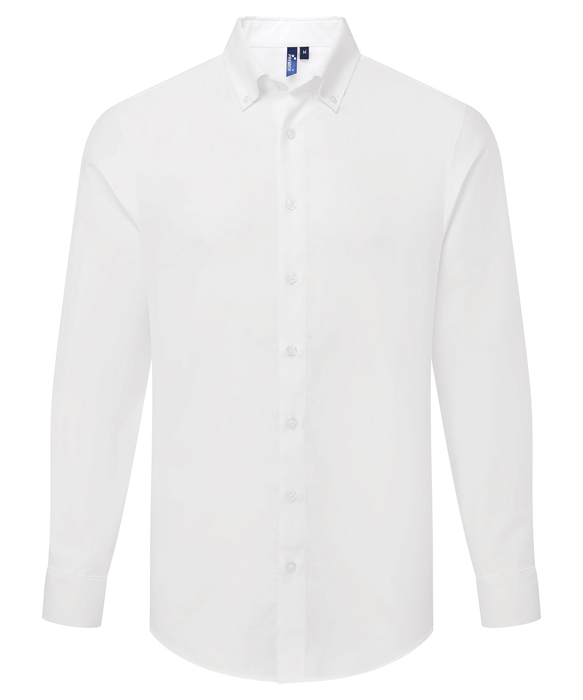 Premier ‘Supreme’ Oxford long sleeve shirt in White, front view
