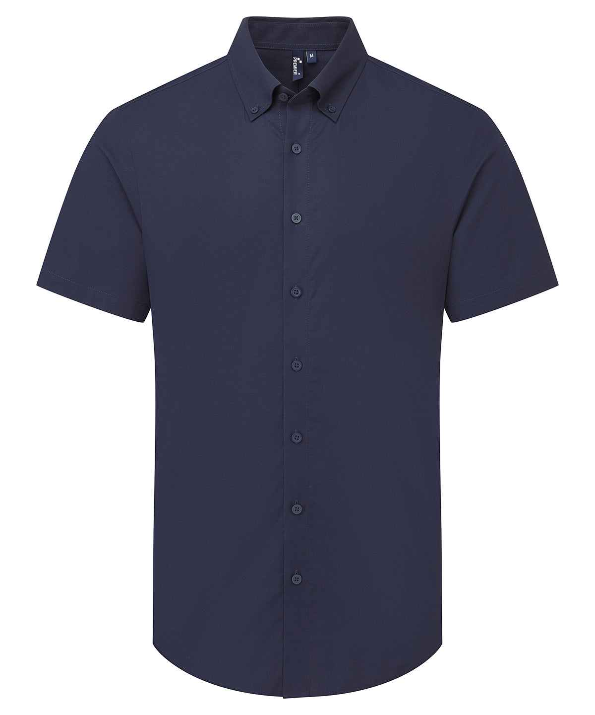 Premier ‘Supreme’ Oxford short sleeve shirt in Navy, front view