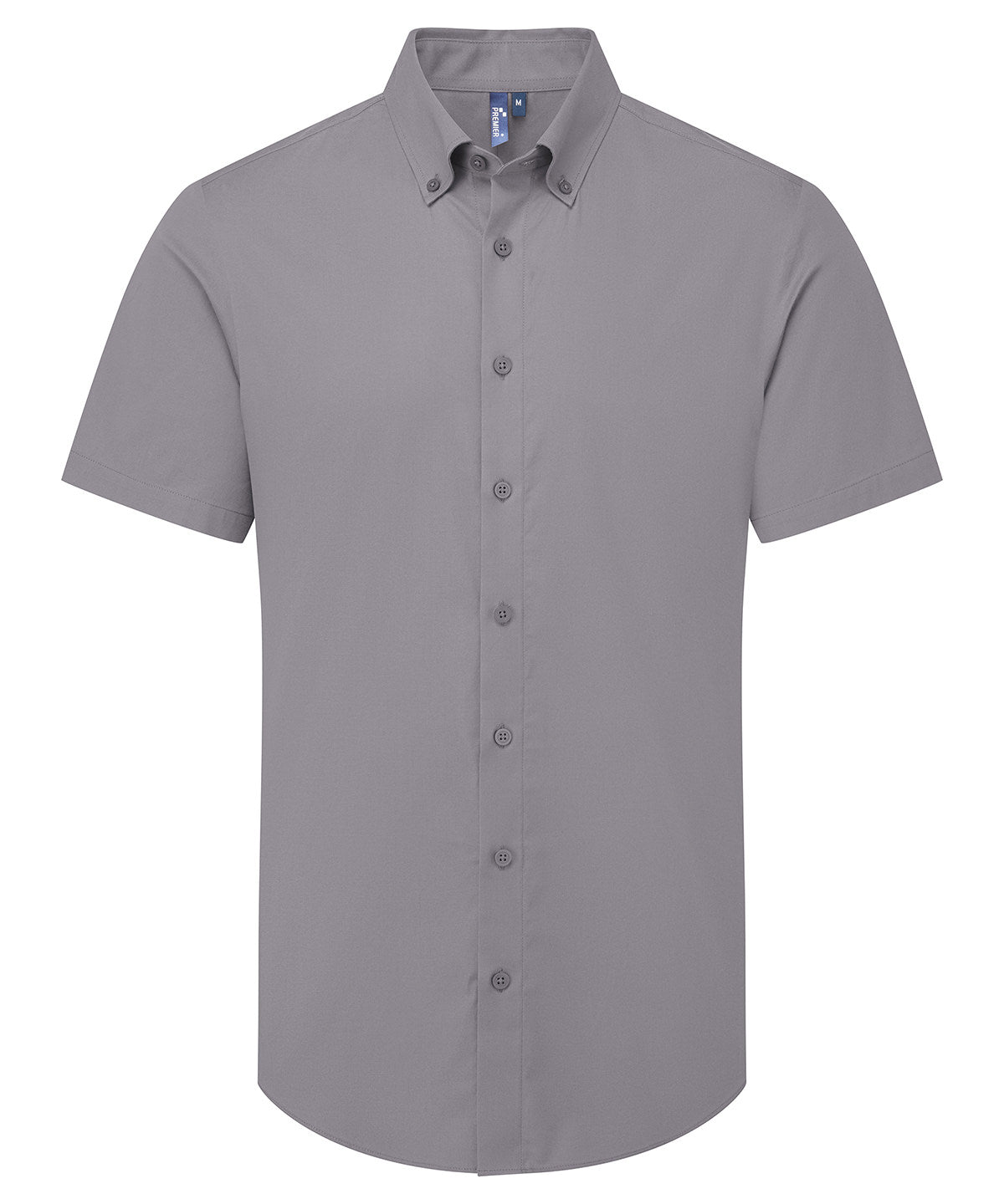 Premier ‘Supreme’ Oxford short sleeve shirt in Steel Grey, front view