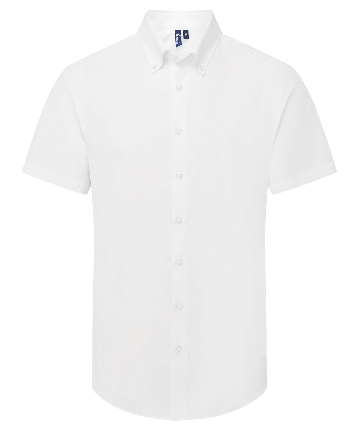 Premier ‘Supreme’ Oxford short sleeve shirt in White, front view