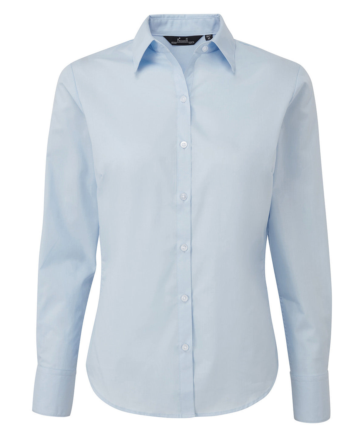 Premier Women's poplin long sleeve blouse in Light Blue, front view