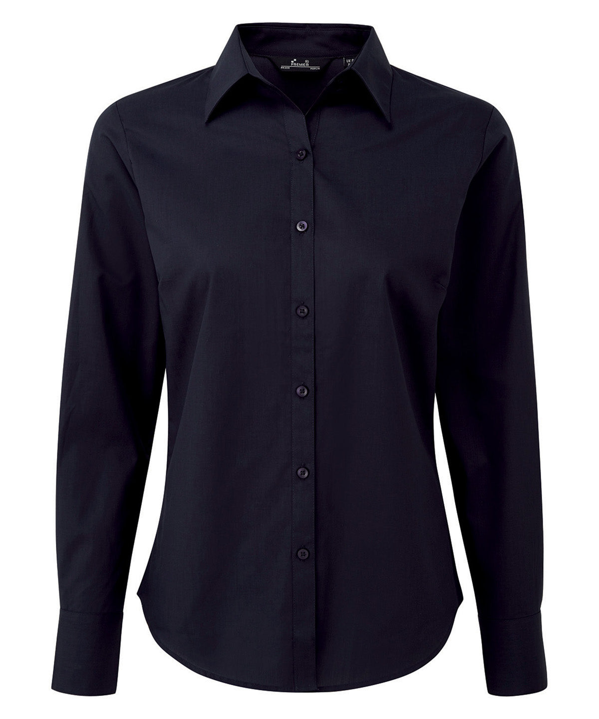 Premier Women's poplin long sleeve blouse in Navy, front view