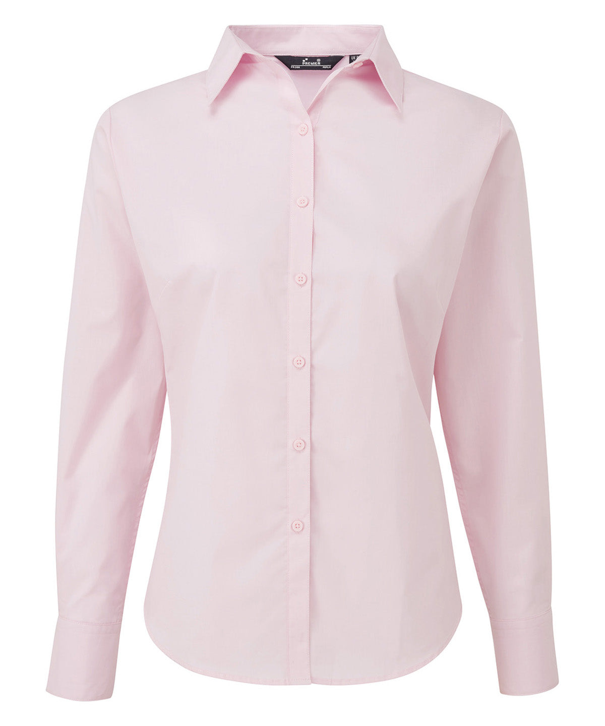 Premier Women's poplin long sleeve blouse in Pink, front view