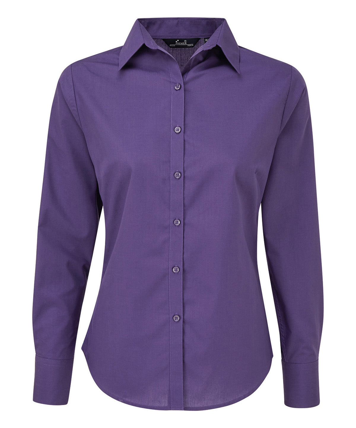 Premier Women's poplin long sleeve blouse in Purple, front view
