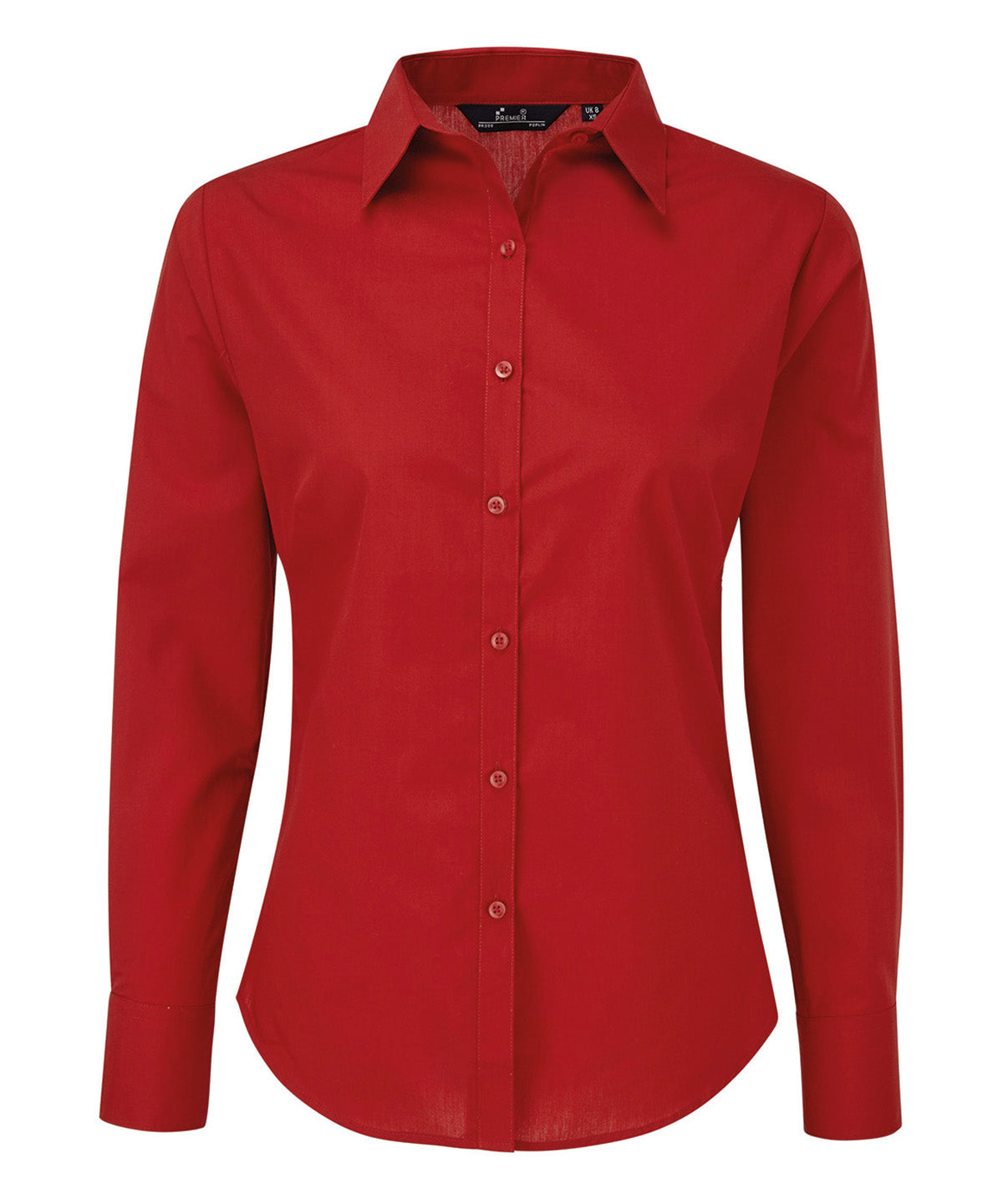 Premier Women's poplin long sleeve blouse in Red, front view