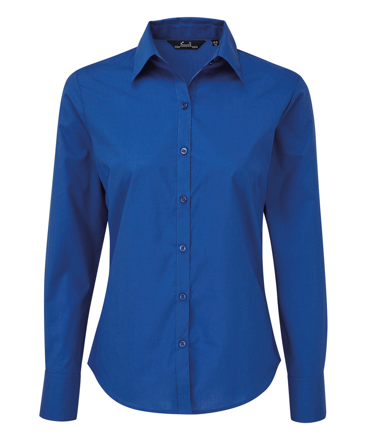 Premier Women's poplin long sleeve blouse in Royal, front view