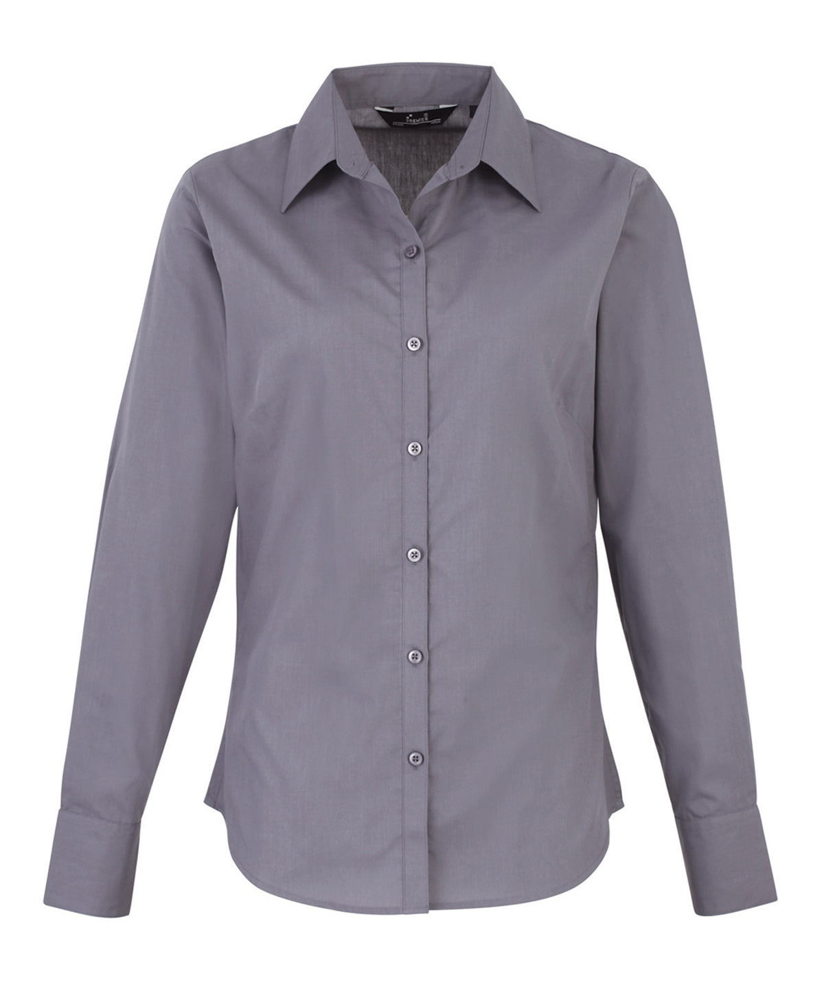 Premier Women's poplin long sleeve blouse in Steel, front view