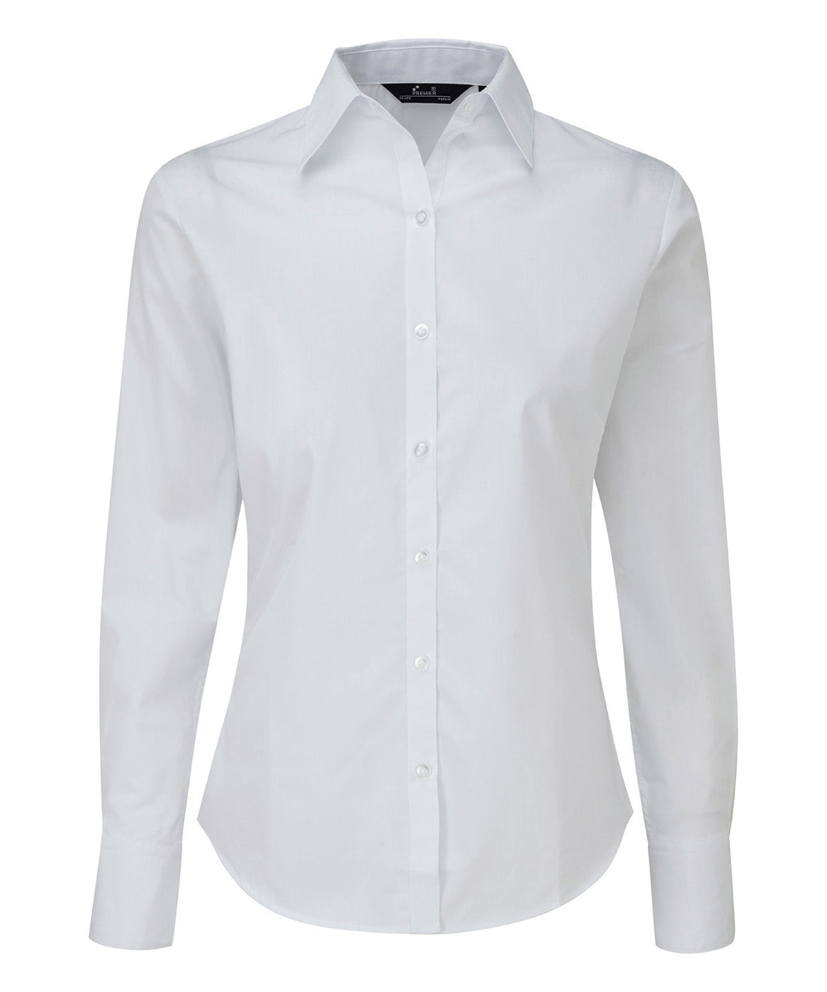 Premier Women's poplin long sleeve blouse in White, front view