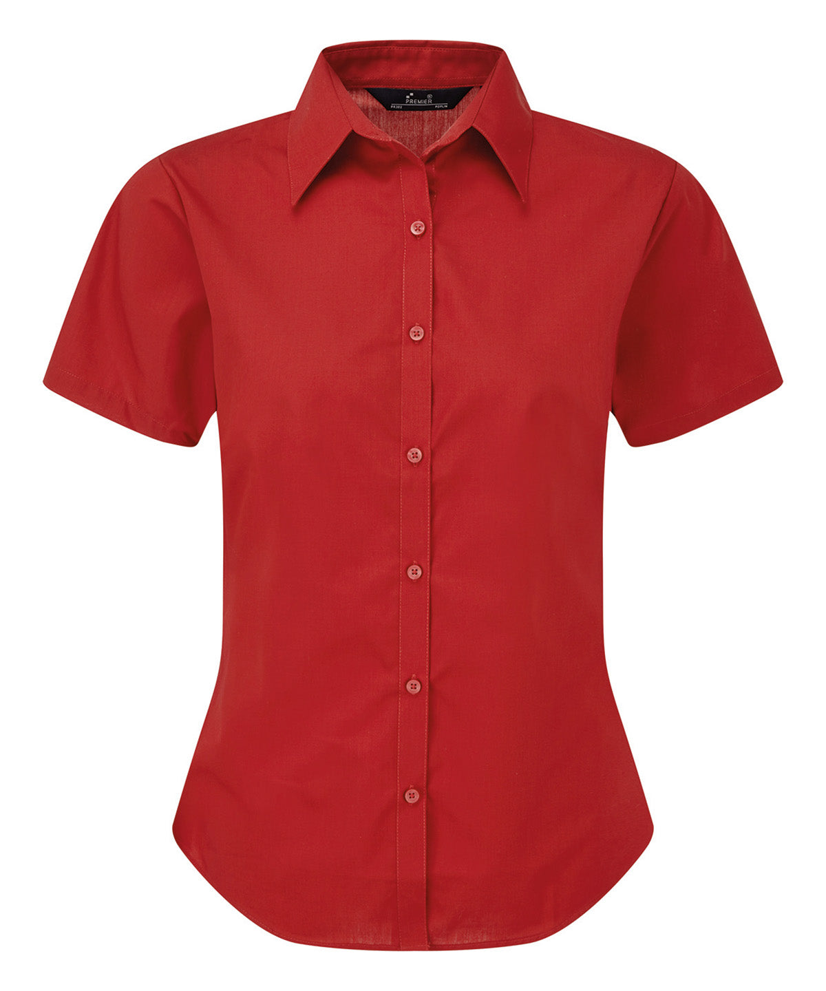 Premier Women's short sleeve poplin blouse in Red, front view