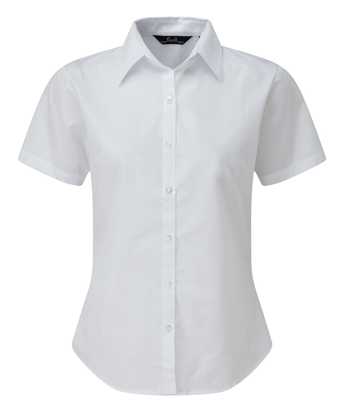 Premier Women's short sleeve poplin blouse in White, front view