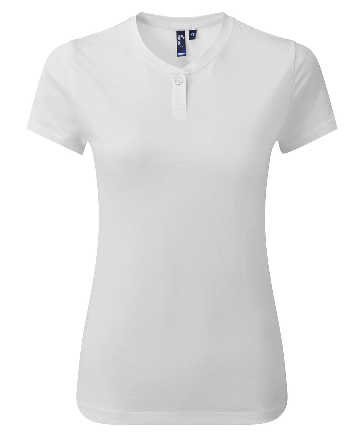Premier Women’s Cotton Rich‘Comis’ Tee in White, front view