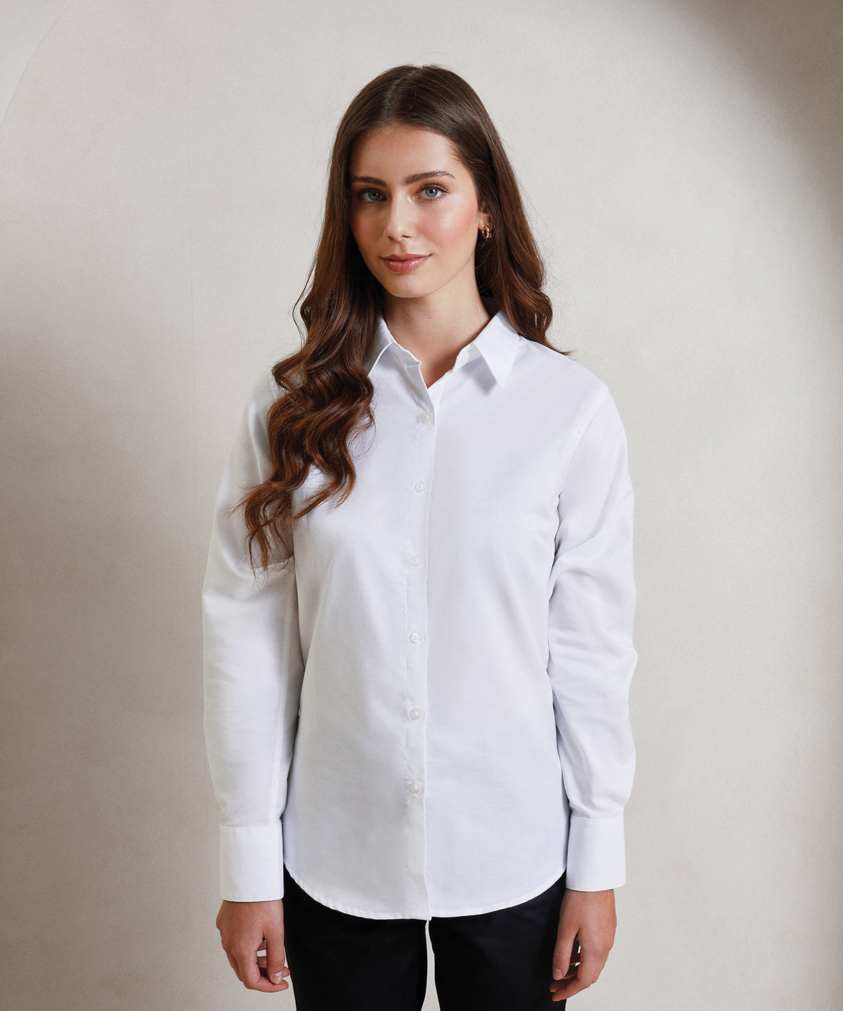 Premier Women's signature Oxford long sleeve shirt, lifestyle photo