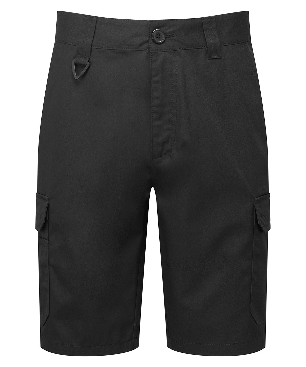 Premier Workwear cargo shorts in Black, front view