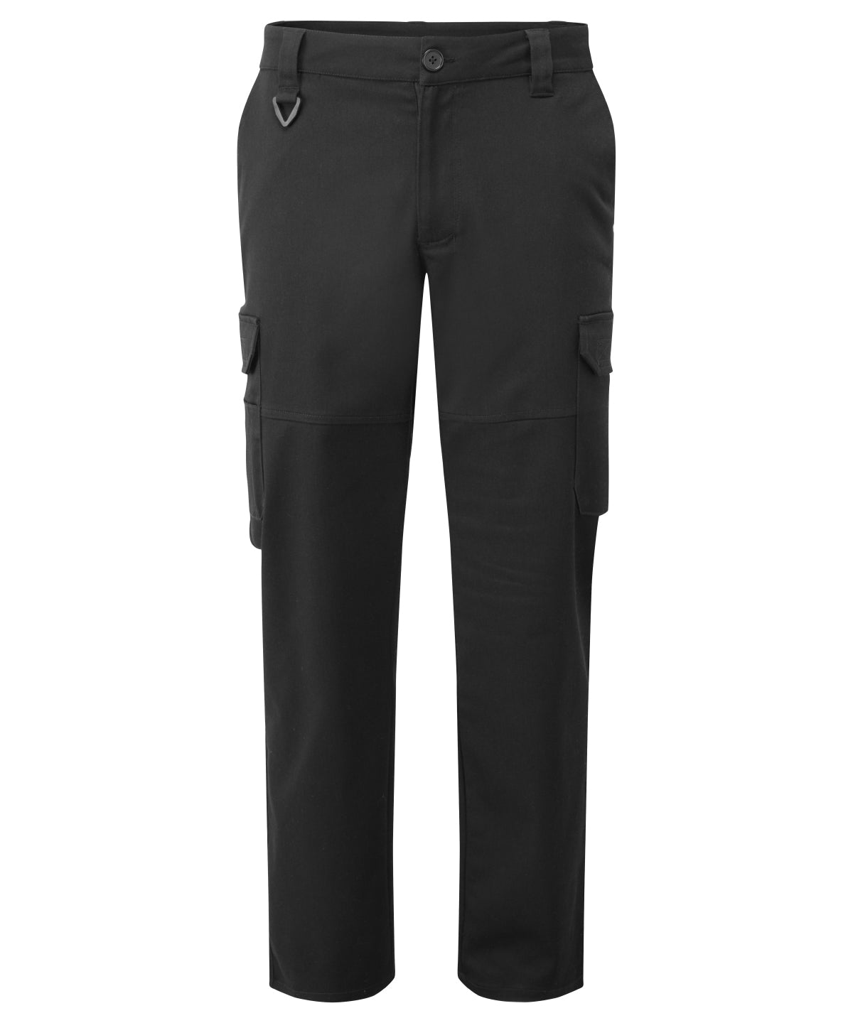 Premier Stretchchecker work cargo trousers in Black, front view