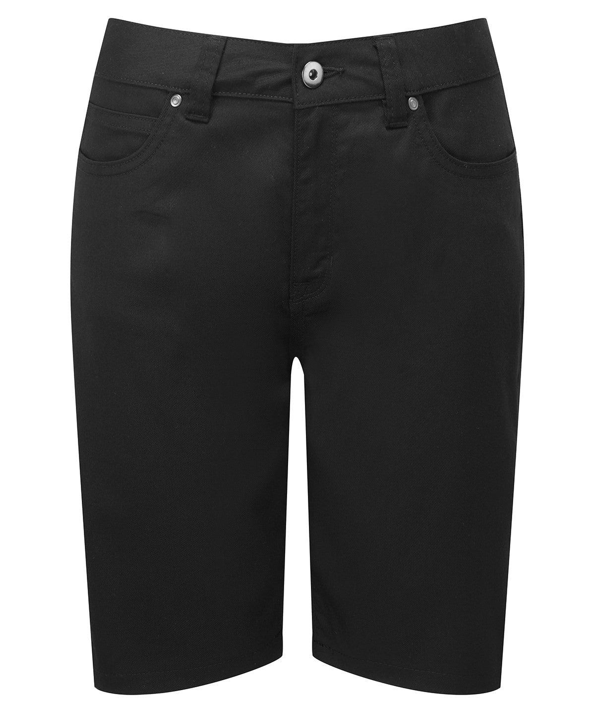 Premier Women’s performance chino shorts in Black, front view