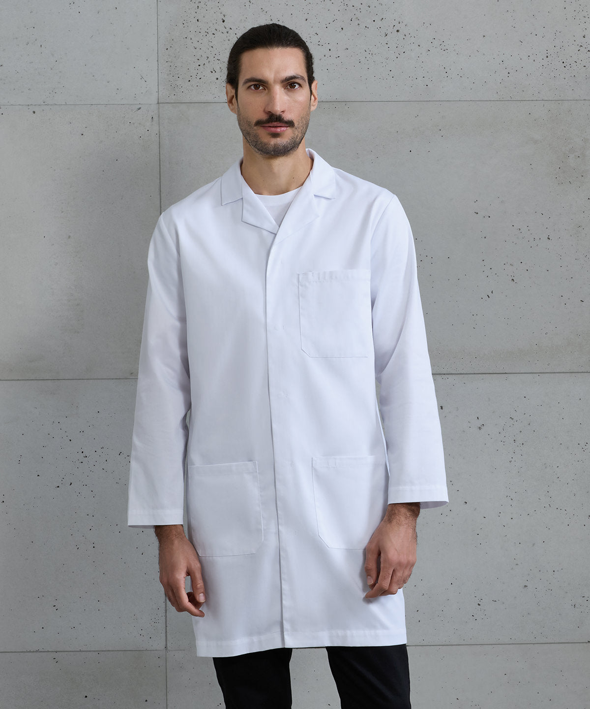 Premier Essential 3-pocket work coat in White, lifestyle photo