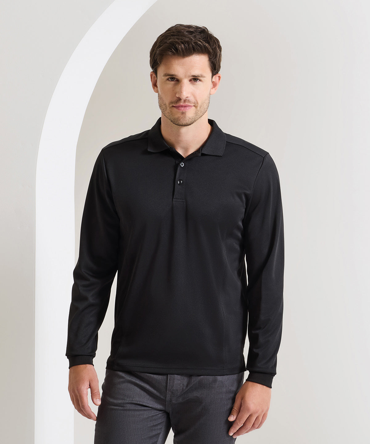 Premier Long sleeve Coolchecker piqué polo, lifestyle photo