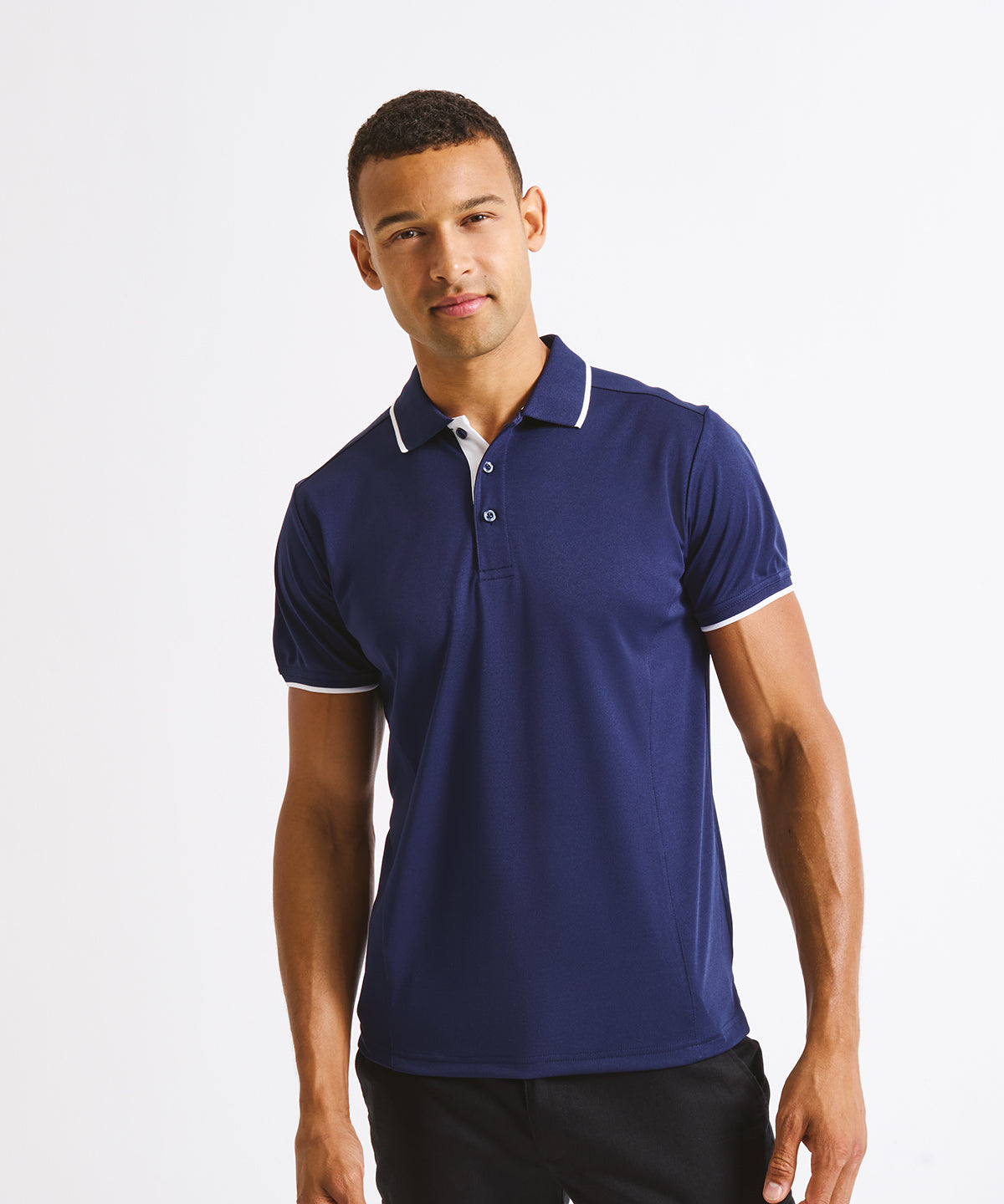 Premier Contrast Coolchecker polo, lifestyle photo