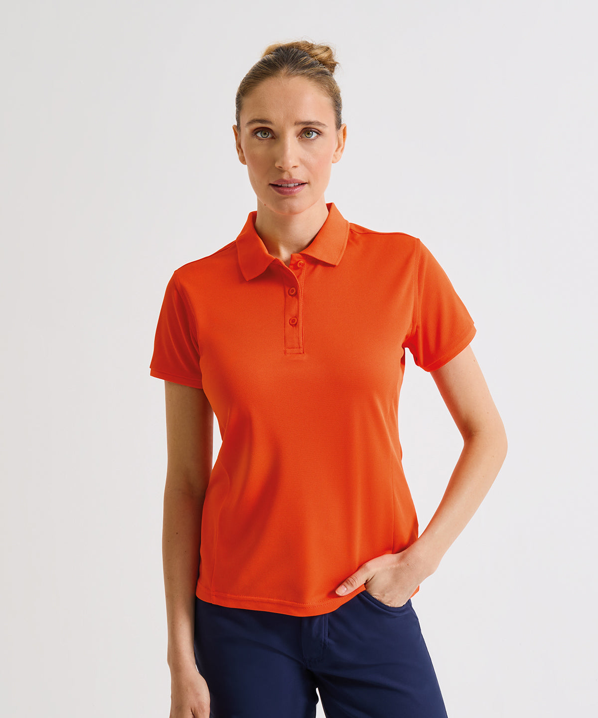 Premier Women's Coolchecker plus piqué polo, lifestyle photo