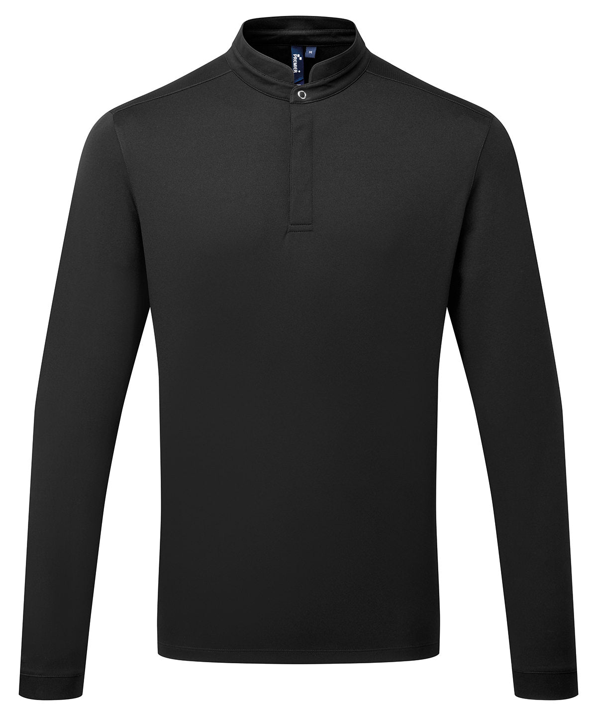 Premier Essential Coolchecker long sleeve chef’s shirt in Black, front view