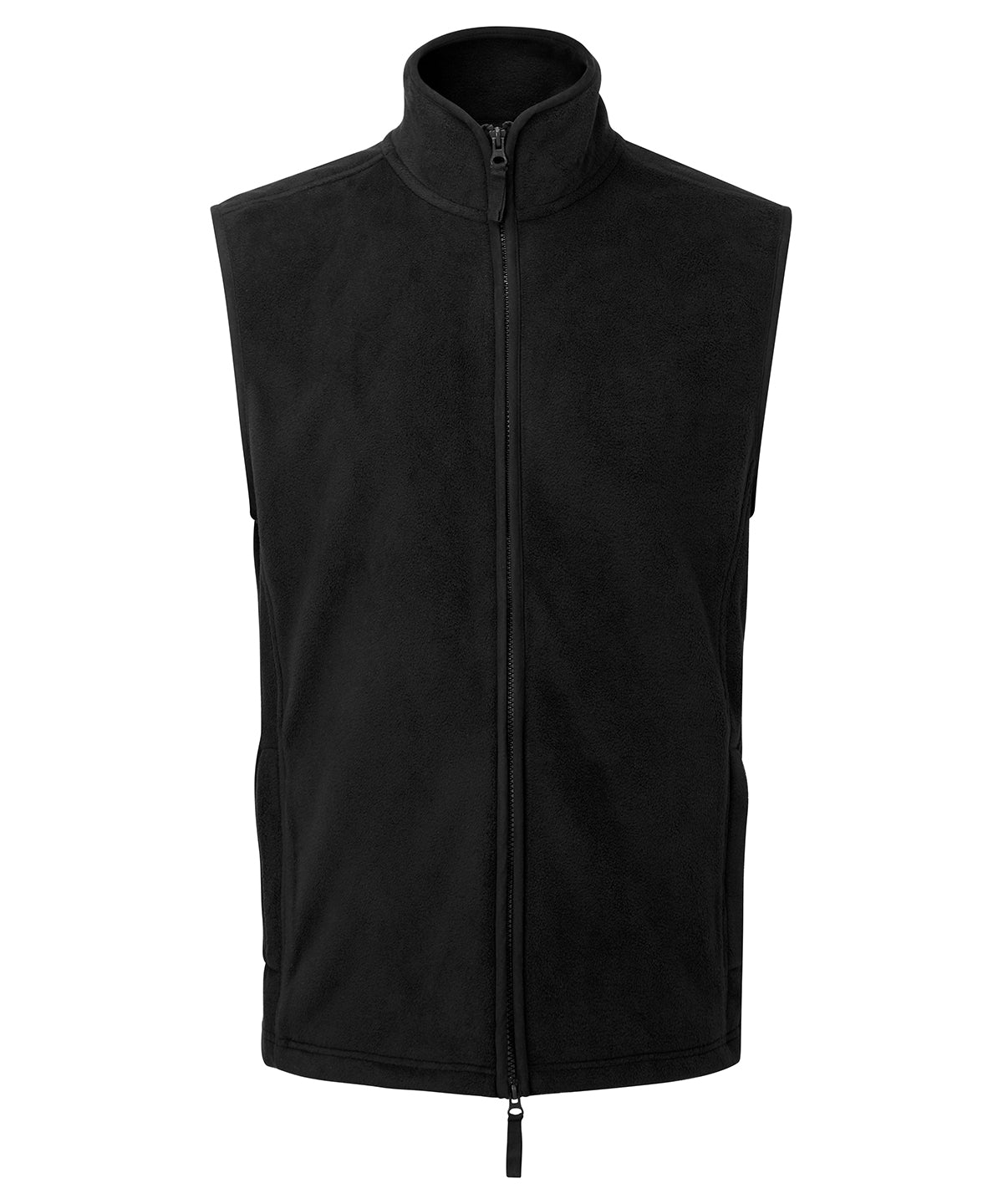 Premier Artisan fleece gilet in Black/Black, front view