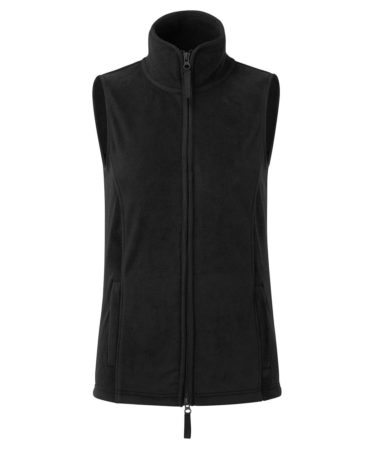 Premier Women’s artisan fleece gilet in Black/Black, front view