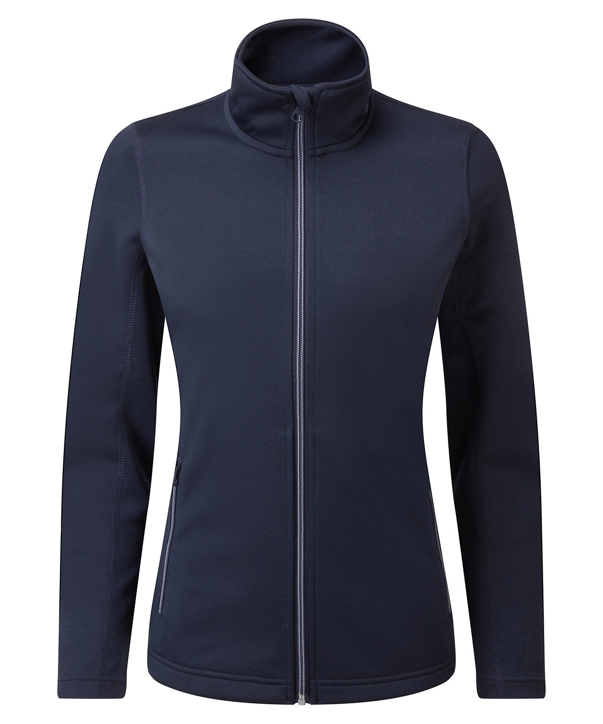 Premier Women’s Spun Dyed Recycled Zip-Through Sweat in French Navy, front view