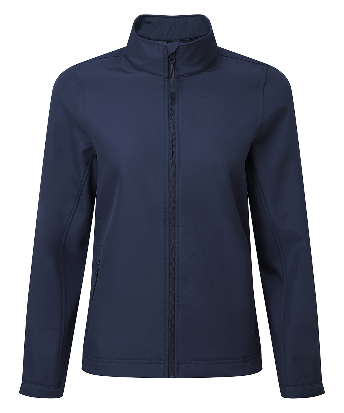 Premier Women’s Windchecker printable and recycled softshell jacket in Navy, front view