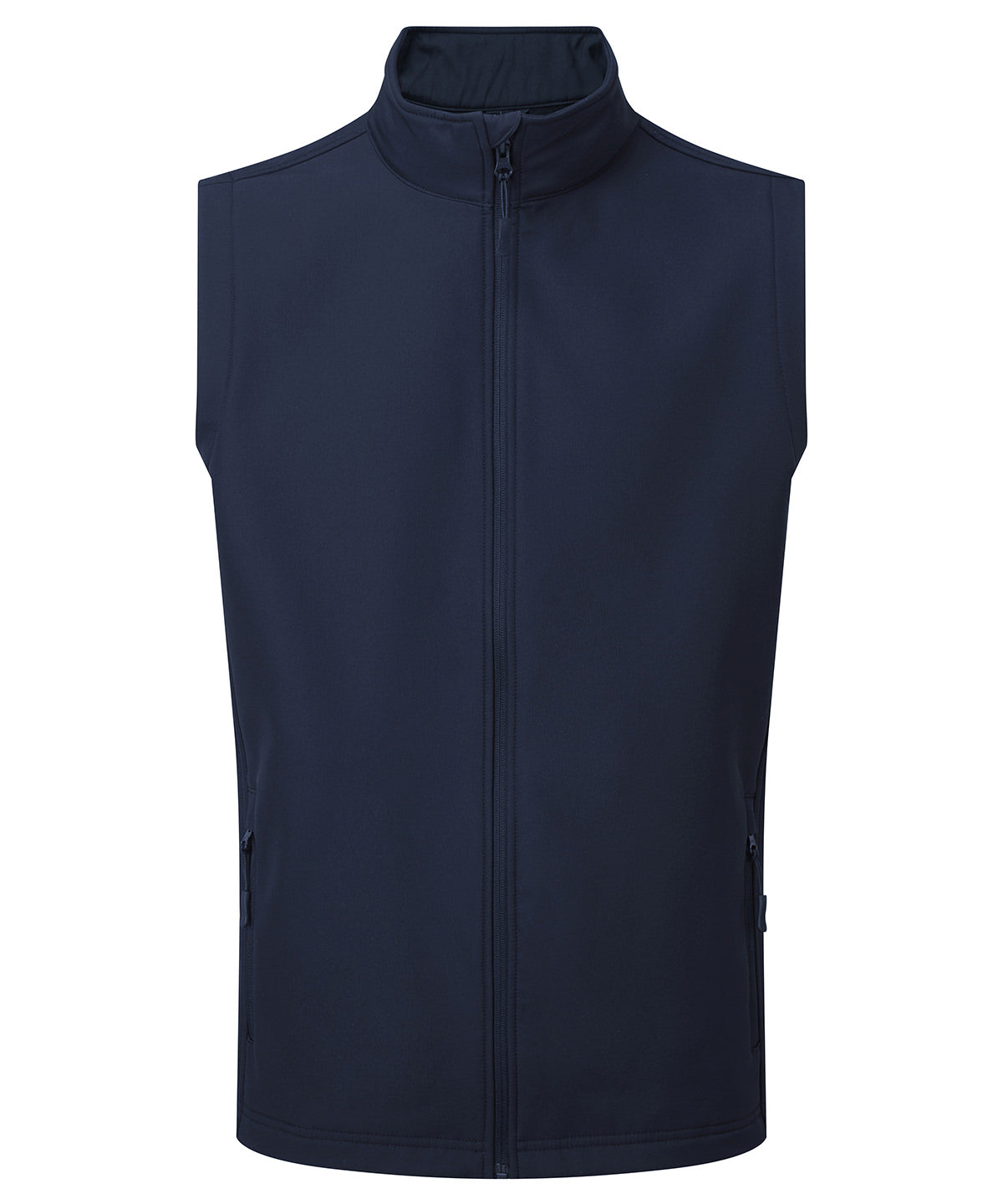 Premier Windchecker printable and recycled gilet in Navy, front view