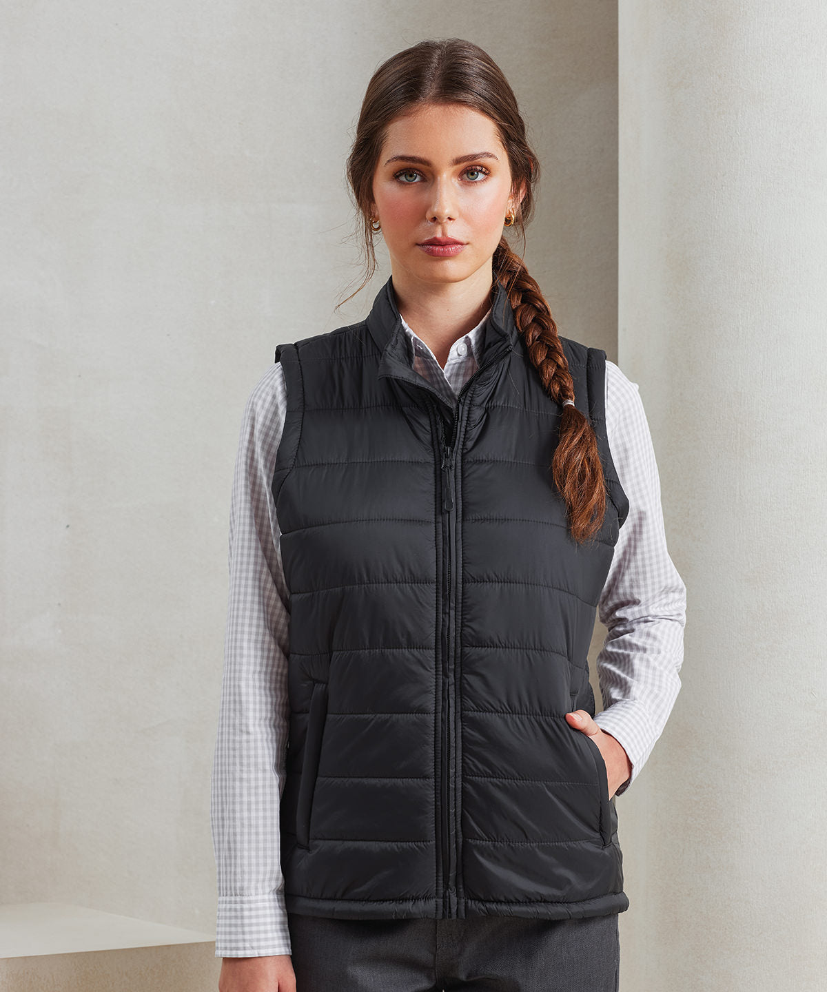 Premier Women’s ‘Recyclight’ padded gilet, lifestyle photo