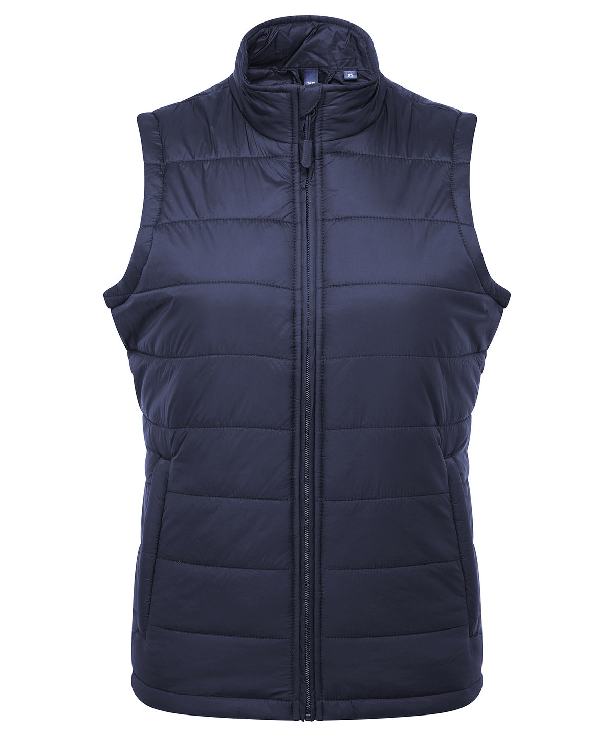 Premier Women’s ‘Recyclight’ padded gilet in Navy, front view