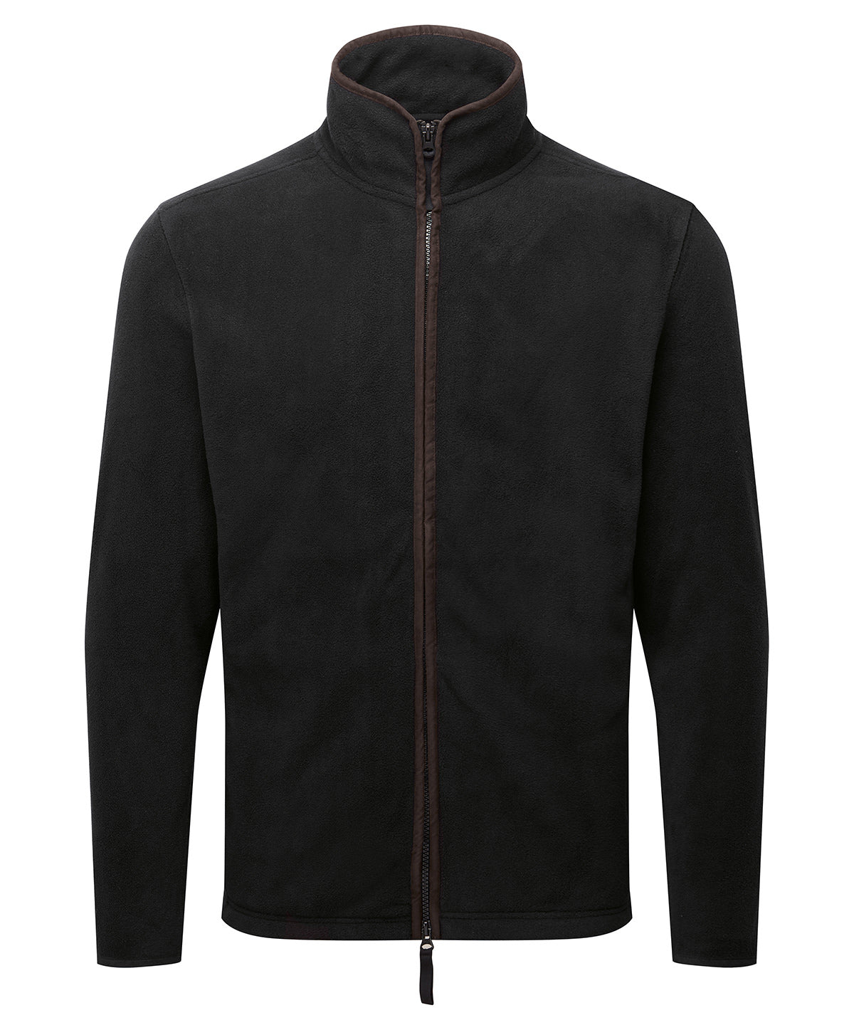 Premier Artisan fleece jacket in Black/Brown, front view