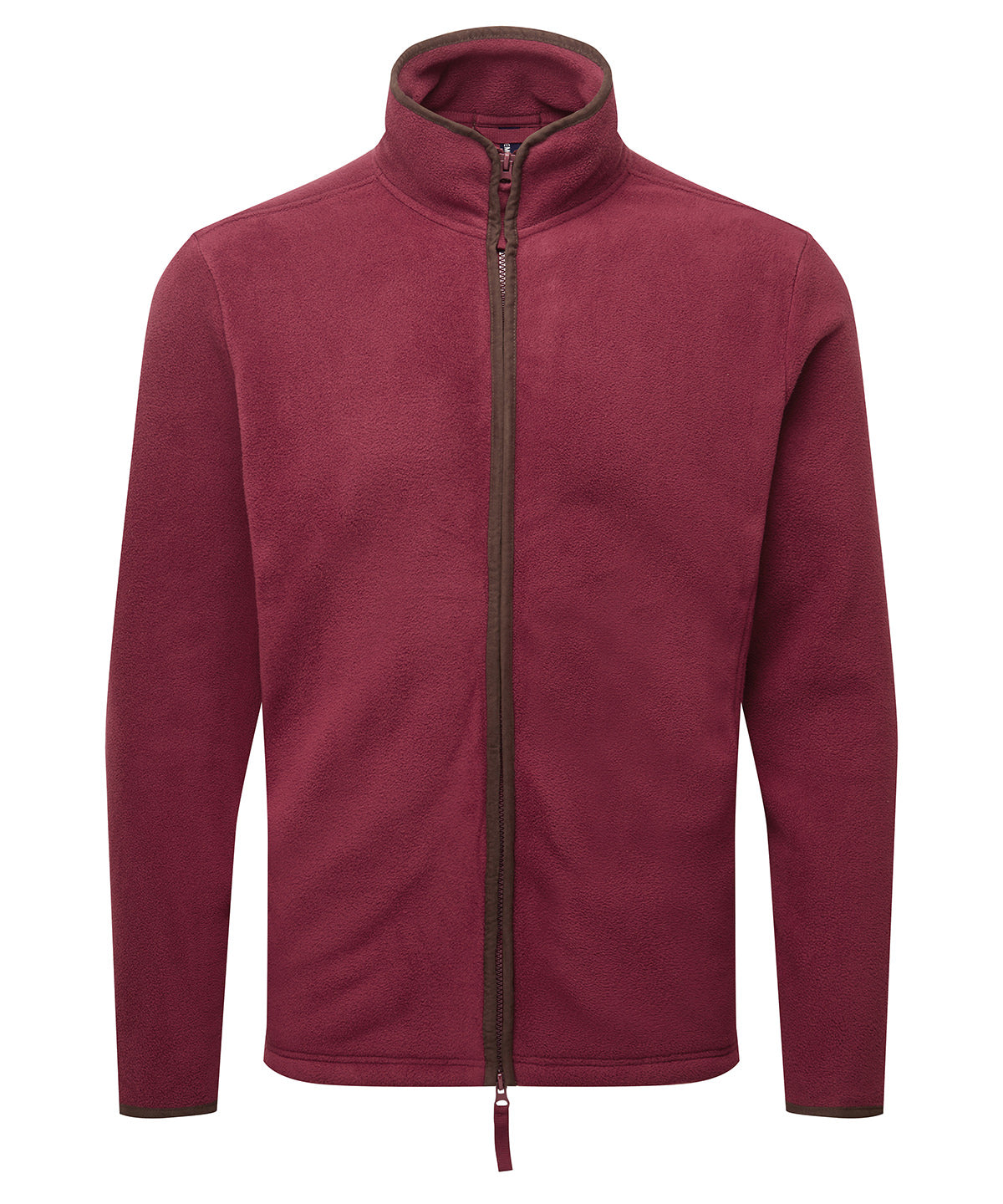 Premier Artisan fleece jacket in Burgundy/Brown, front view