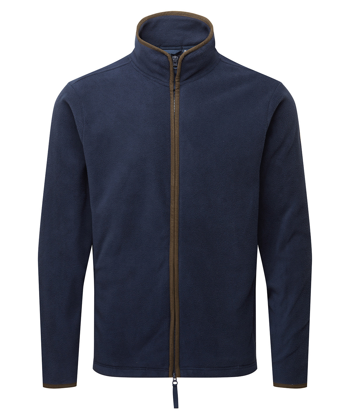Premier Artisan fleece jacket in Navy/Brown, front view