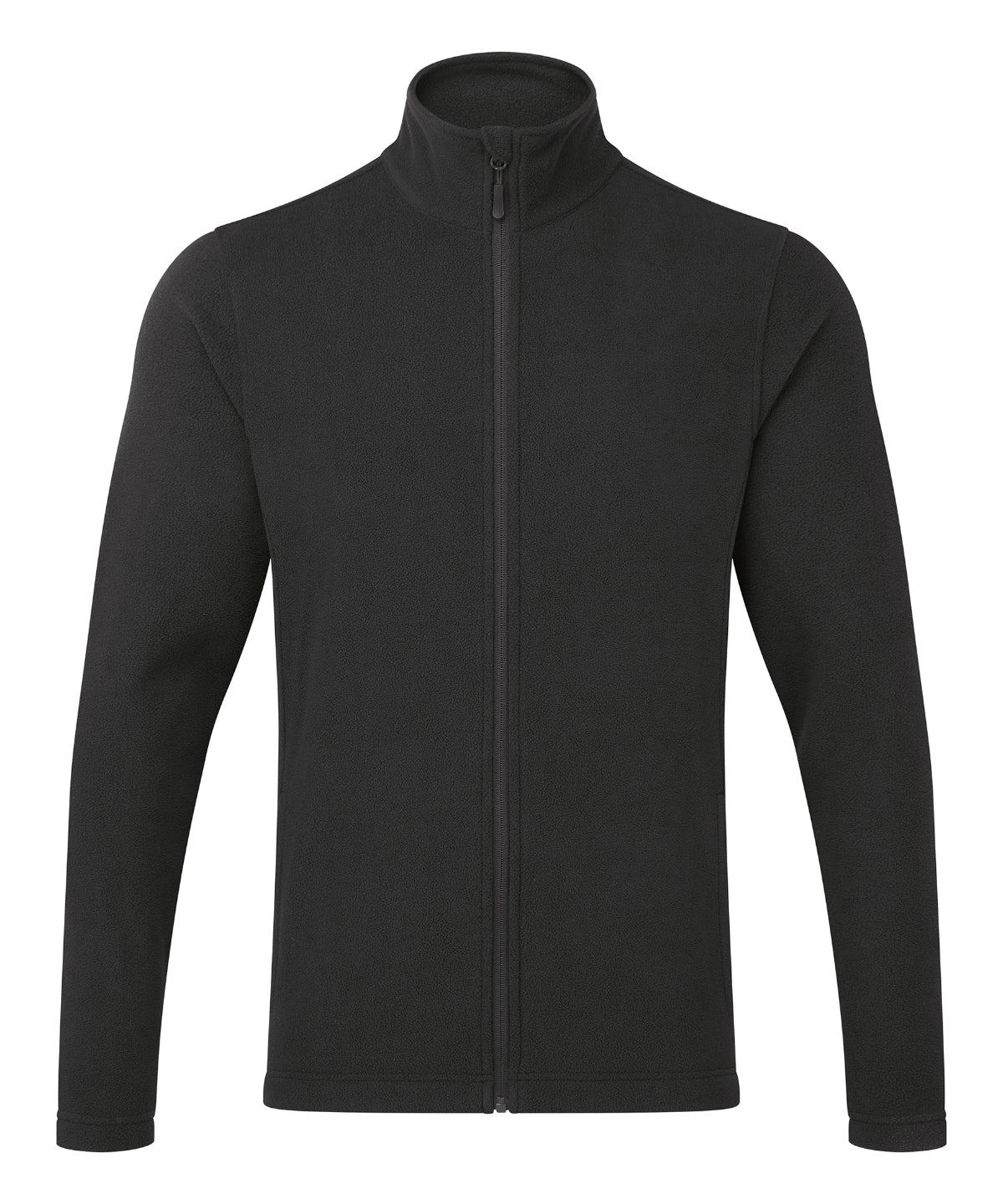 Premier ‘Recyclight’ full-zip microfleece in Black, front view