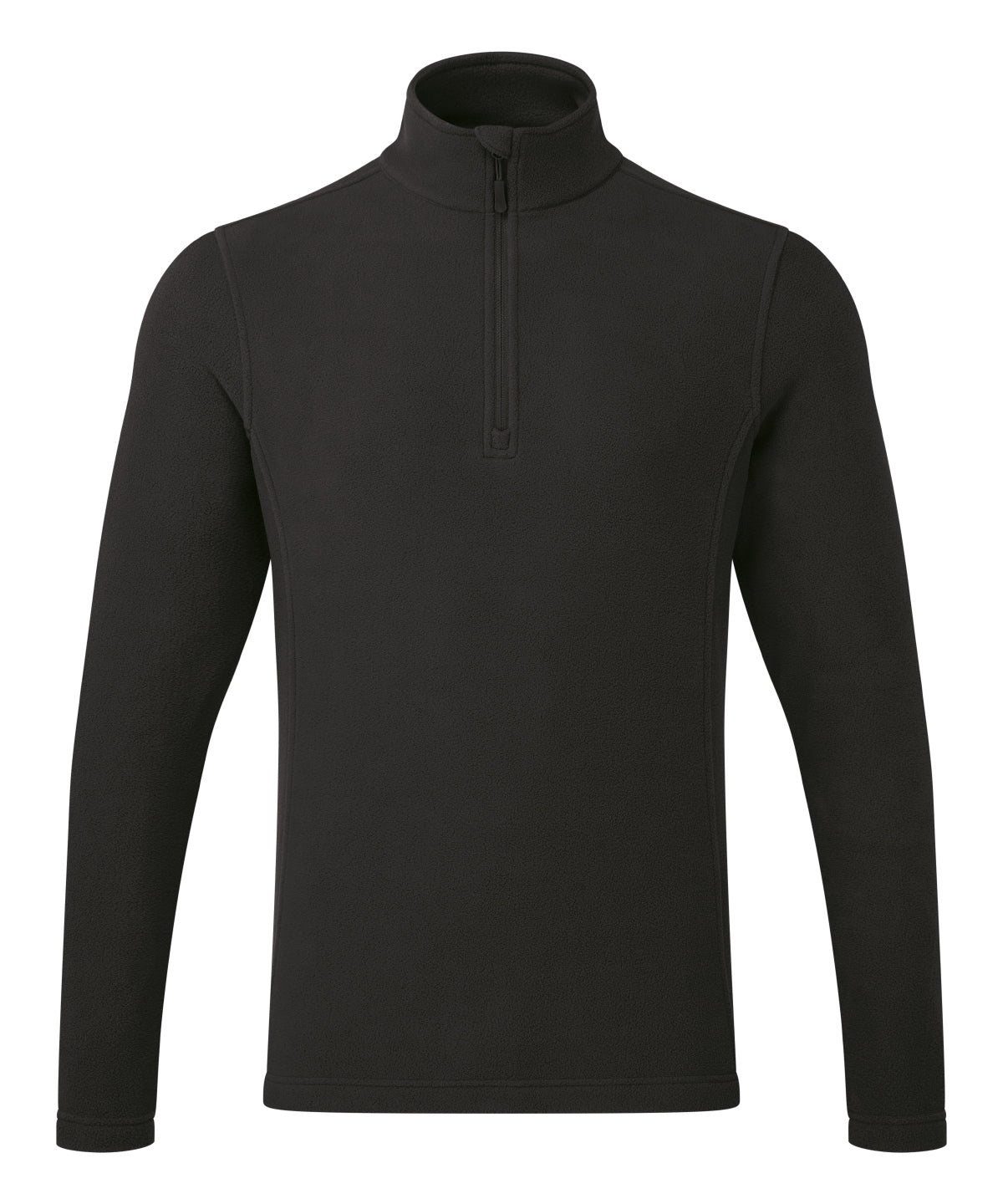 Premier Unisex ‘Recyclight’ 1/4 zip microfleece in Black, front view