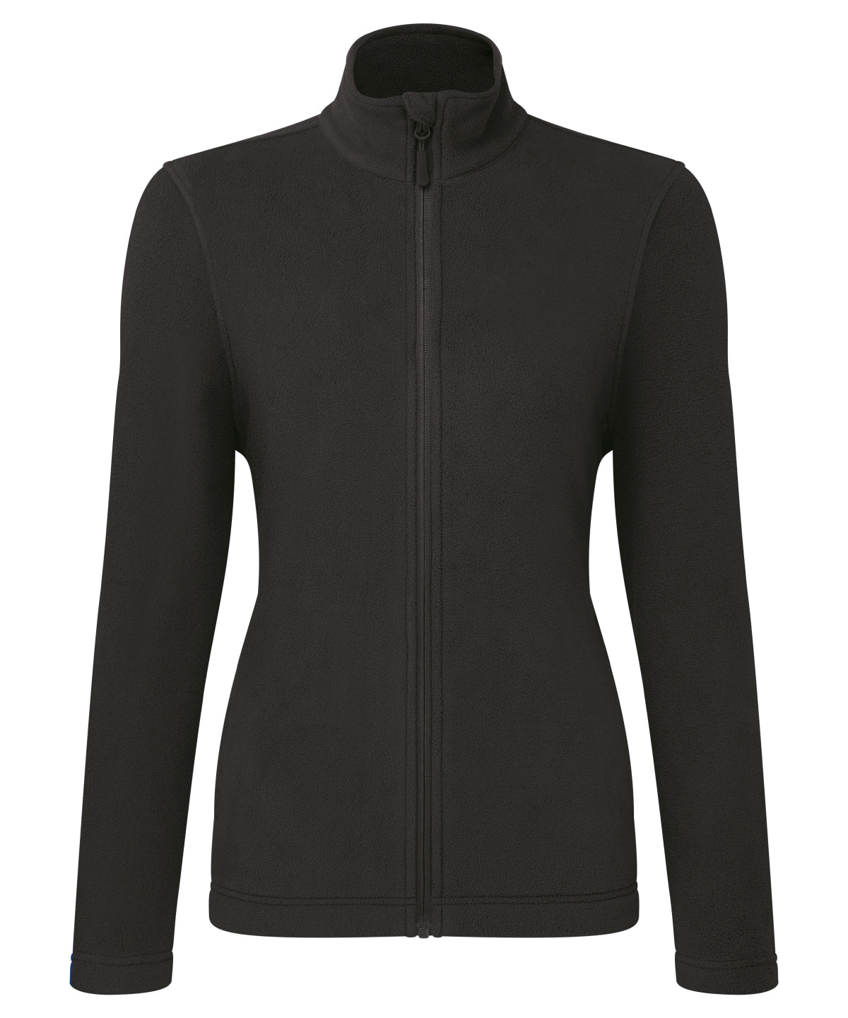 Premier Women’s ‘Recyclight’ full-zip microfleece in Black, front view