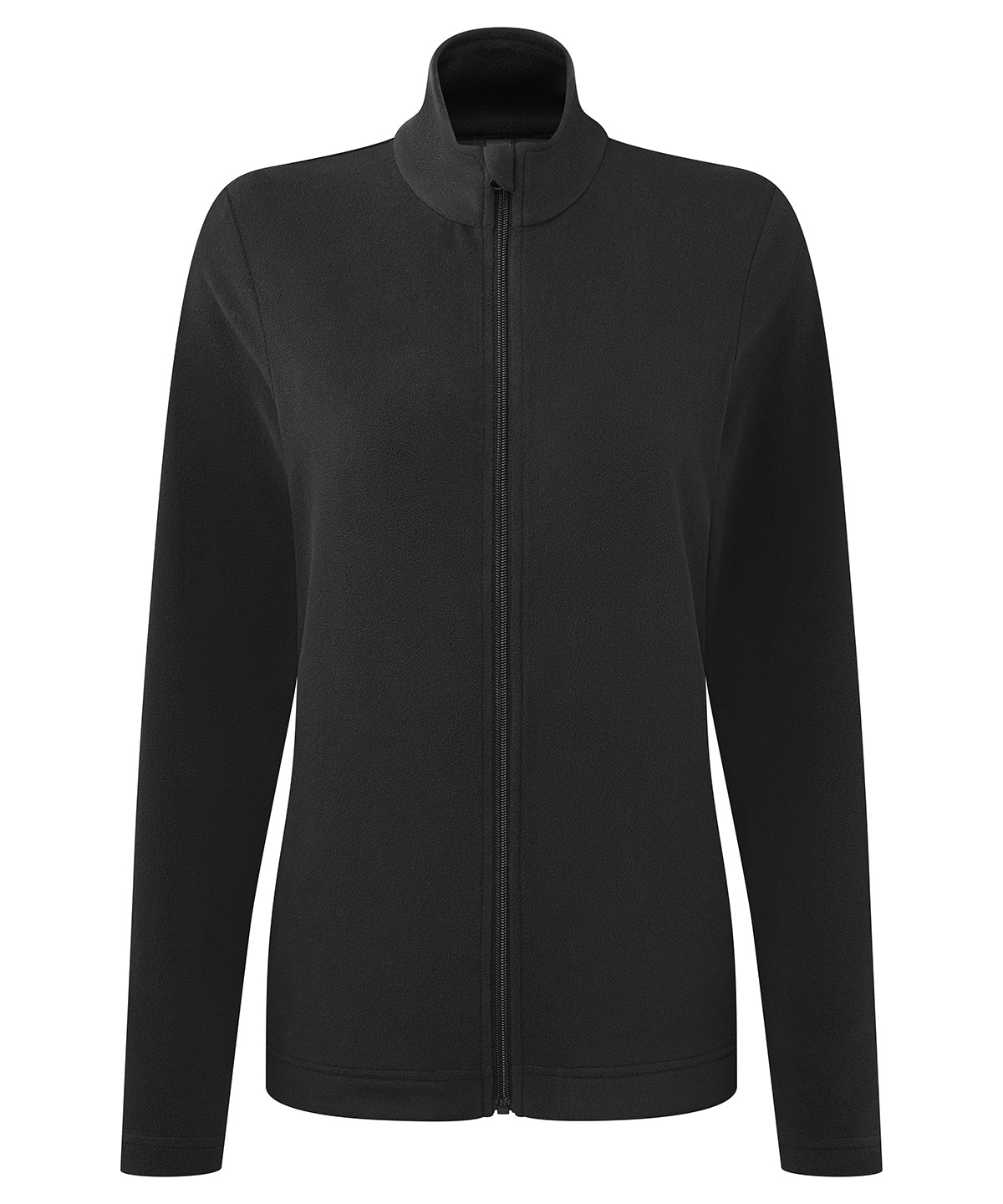 Premier Women's 'Recyclight Ultra' full-zip microfleece in Black, front view